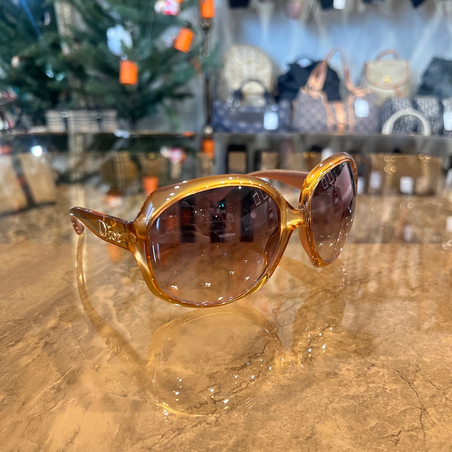 DIOR sunglasses, brown resin frame, with case
