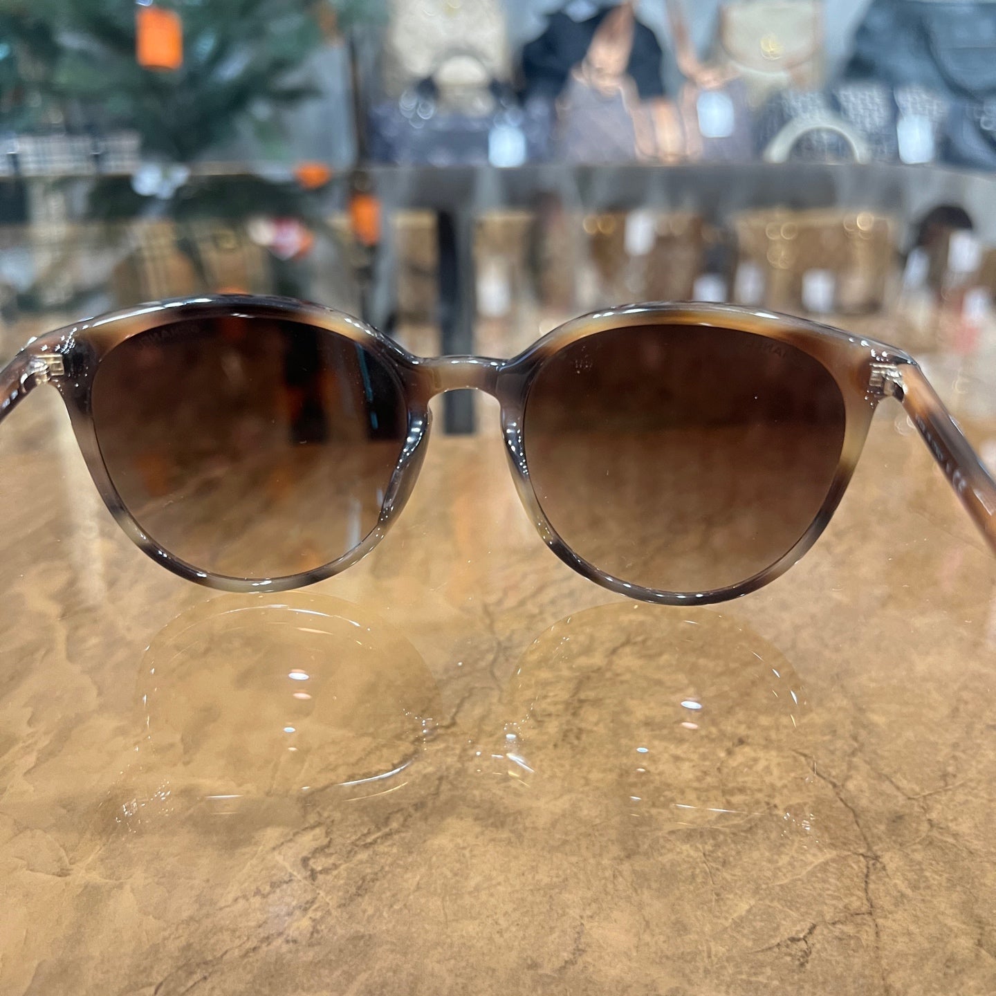 CHANEL Sunglasses Brown Resin Frame With Original Box