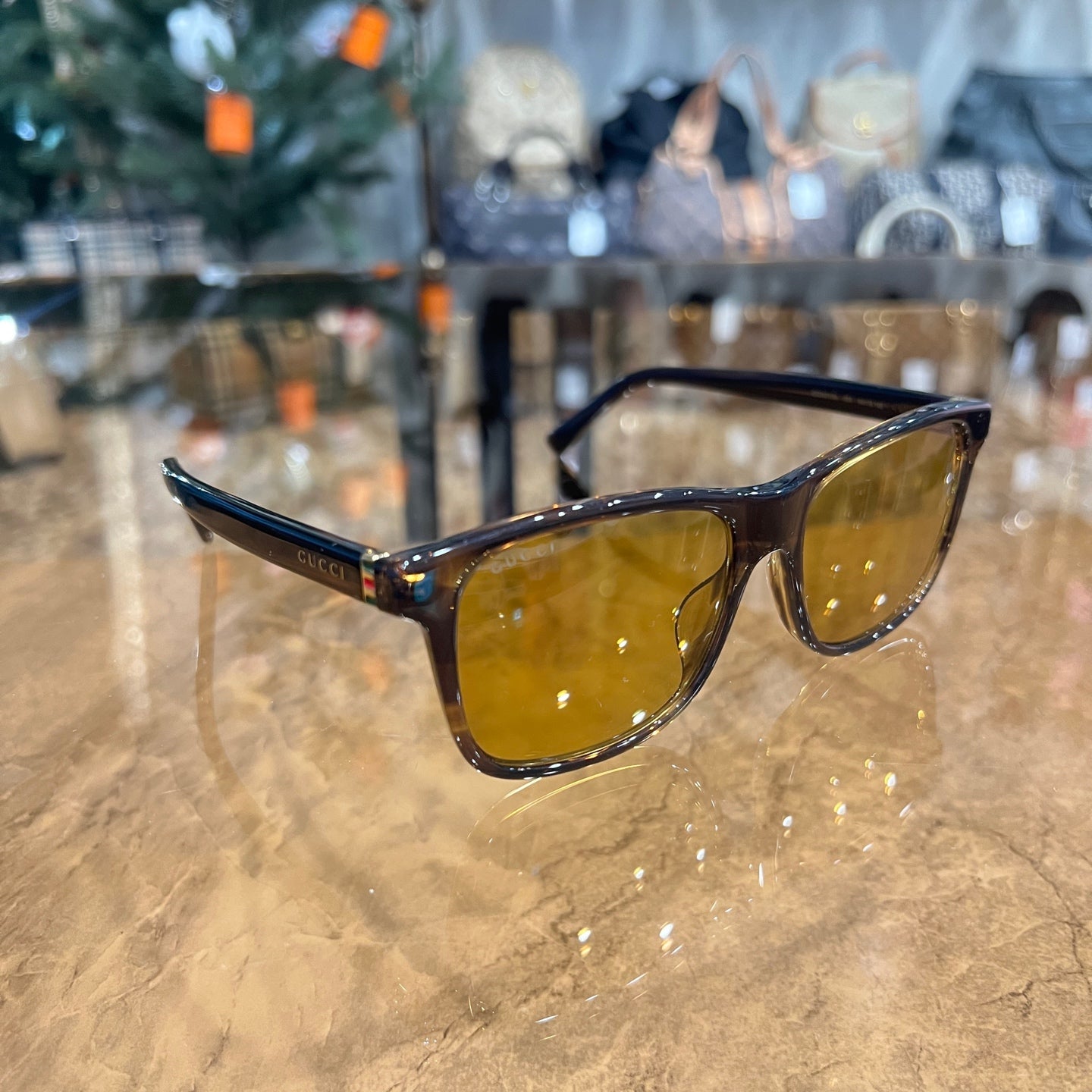 GUCCI Sunglasses, 54??16-145, Brown, Resin Frame, Comes with Case & Dust Bag