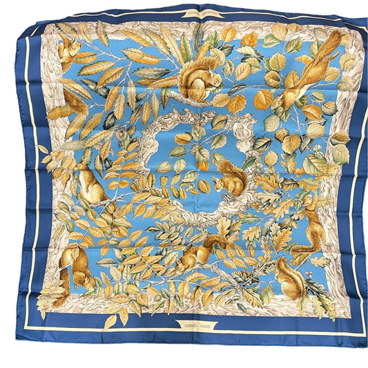 Hermes Blue Silk Scarf With Original Tag And Box