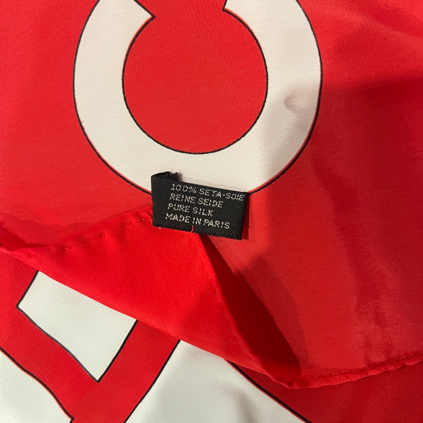 CHANEL Red and White Silk Scarf With Original Tag