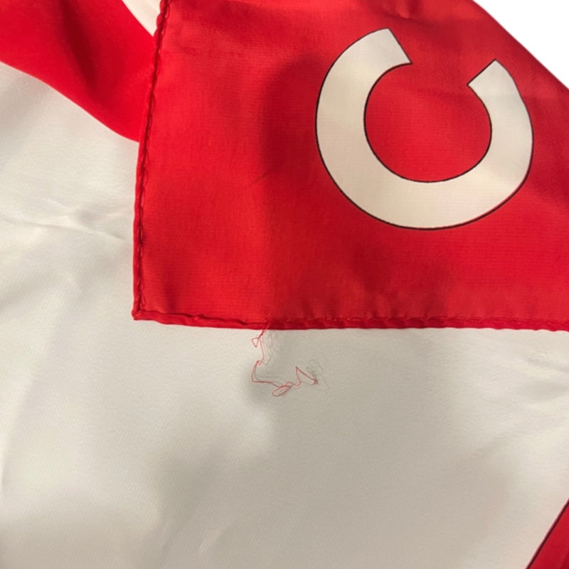 CHANEL Red and White Silk Scarf With Original Tag