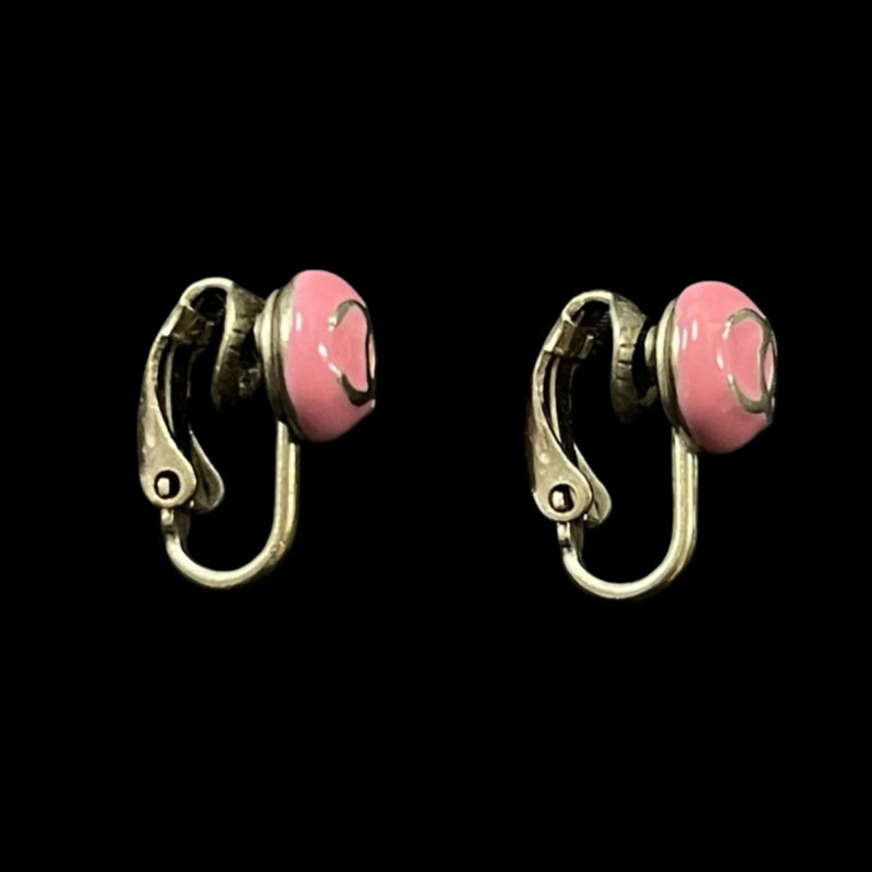 CHANEL Silver-Plated Pink Alloy Clip-On Earrings