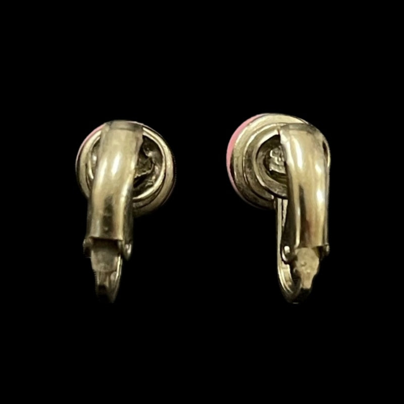 CHANEL Silver-Plated Pink Alloy Clip-On Earrings