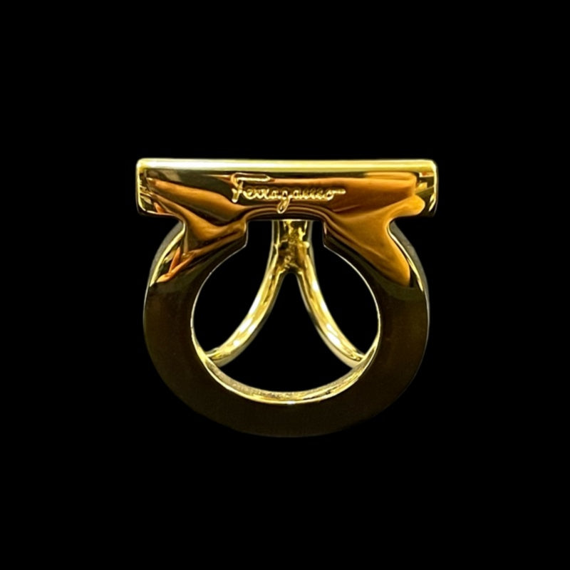 FERRAGAMO Scarf Ring Gold Tone Alloy
