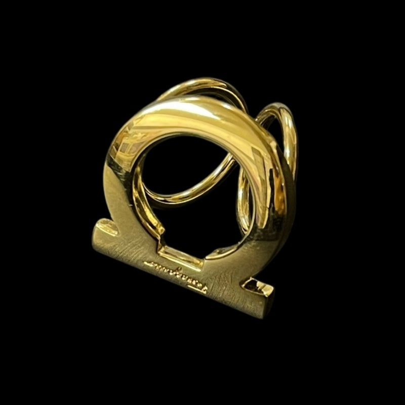 FERRAGAMO Scarf Ring Gold Tone Alloy