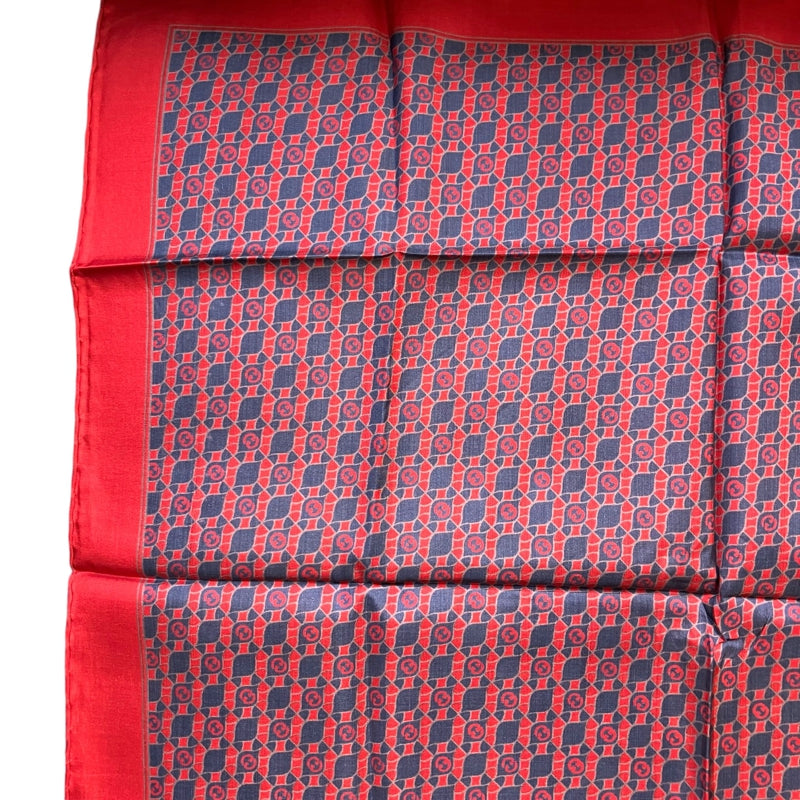 GUCCI red and navy check scarf/handkerchief, no care label