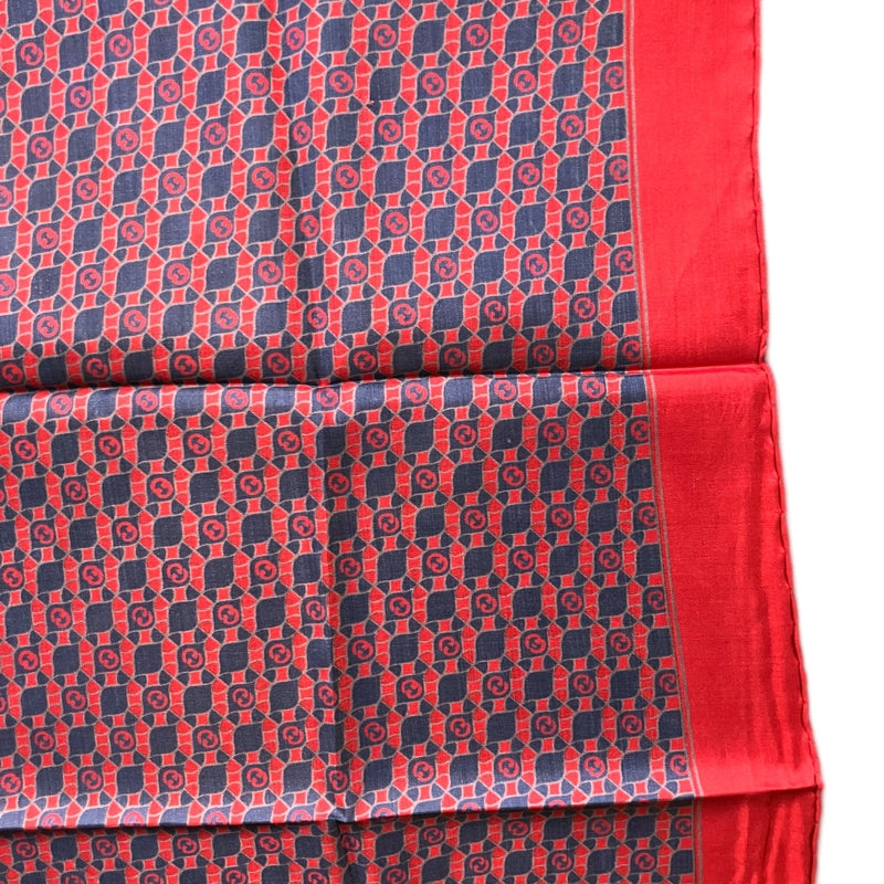 GUCCI red and navy check scarf/handkerchief, no care label