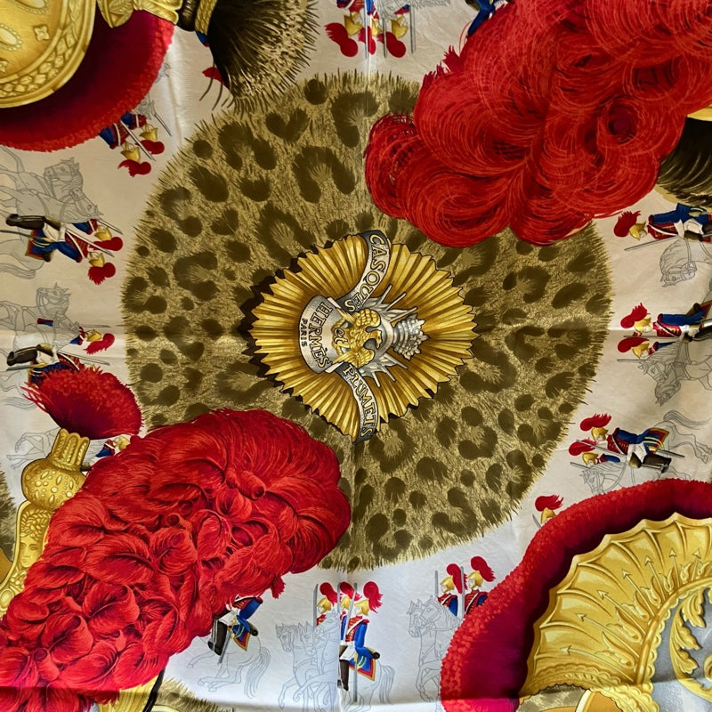 HERMES yellow silk scarf, noble headdress leopard pattern, no care label