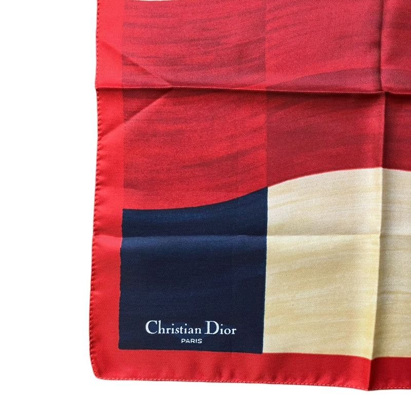 DIOR red, blue and white color-block scarf/handkerchief, no care label