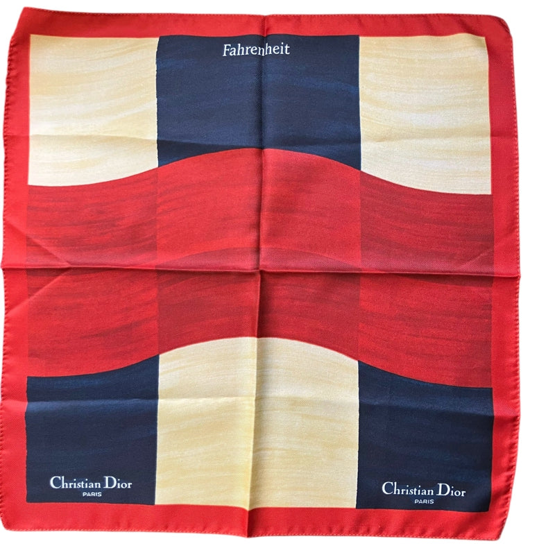 DIOR red, blue and white color-block scarf/handkerchief, no care label