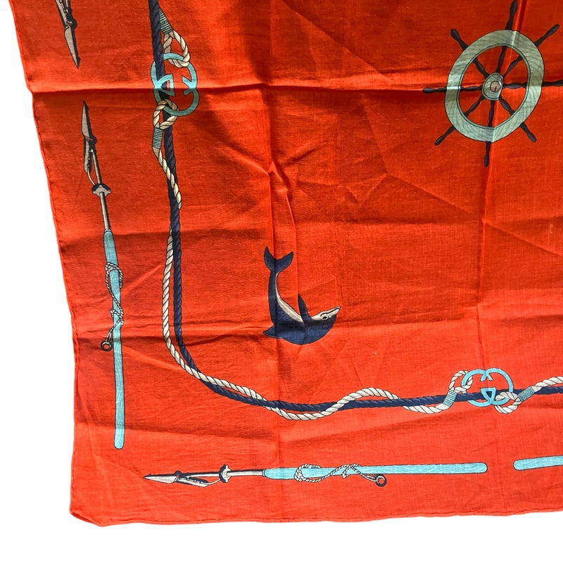 GUCCI Red Dolphin Pattern Scarf Handkerchief, No Tag