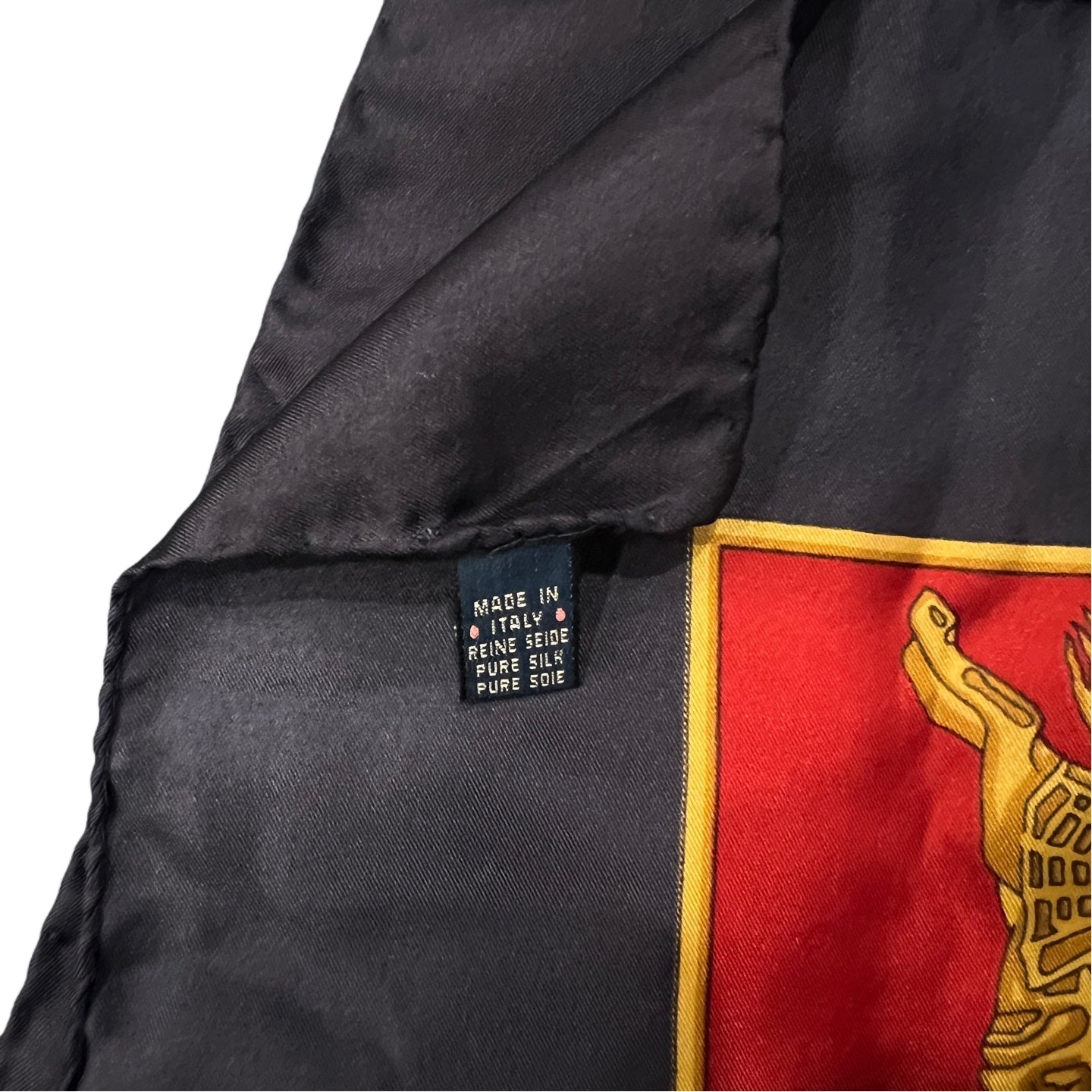 Burberry Navy and Red Silk Scarf With Original Tag