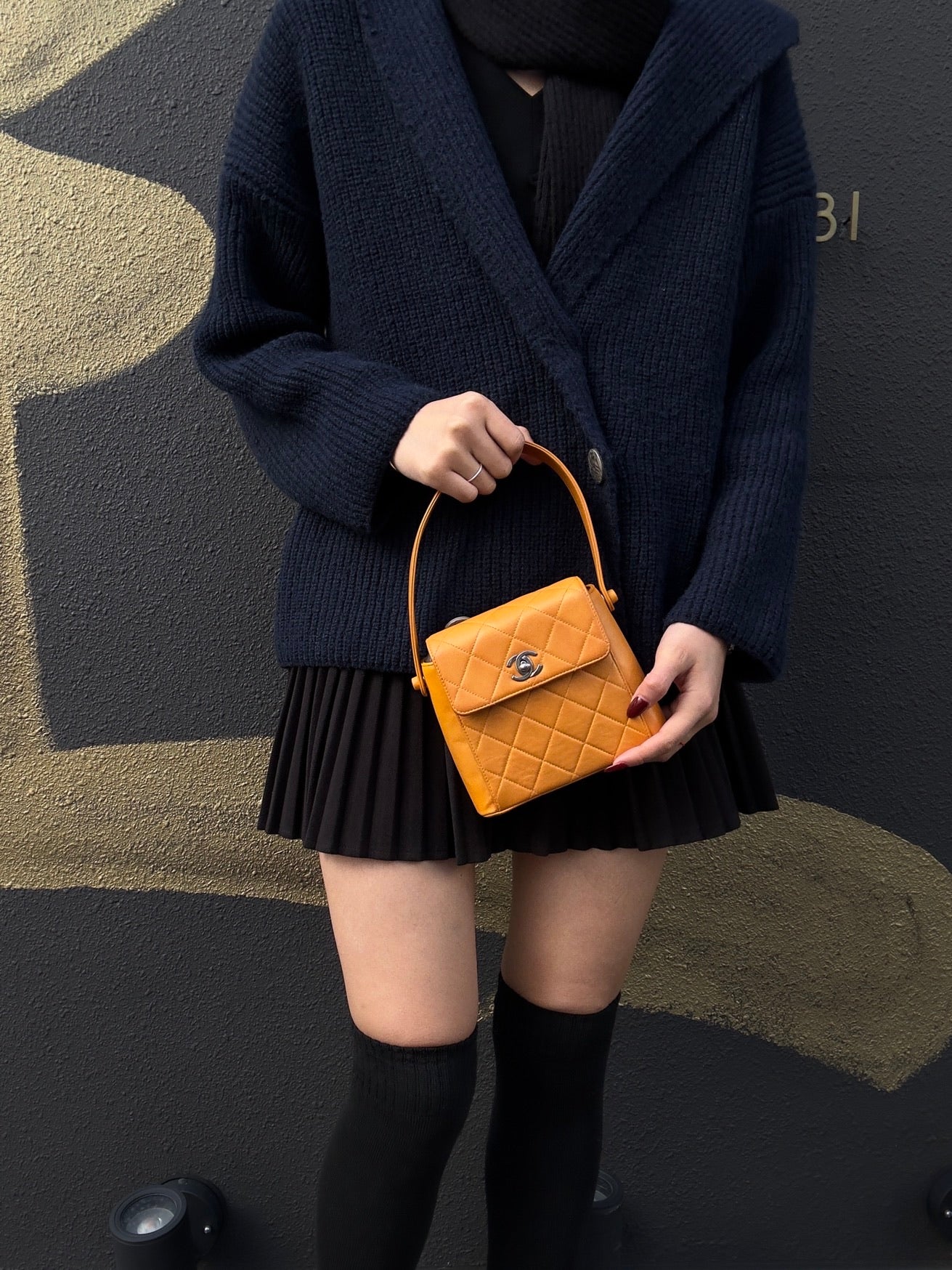 CHANEL Matelassé Hand & Shoulder Bag, Lambskin, Orange, With Guarantee Card and Dust Bag