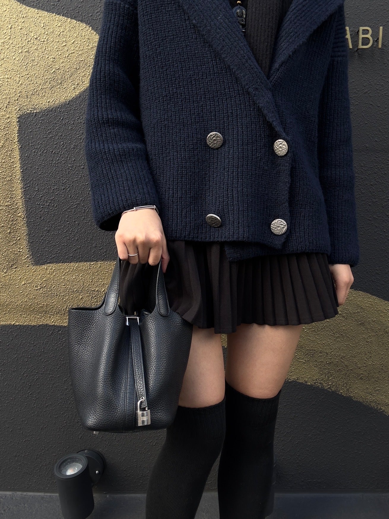 HERMES Picotin Handbag, Taurillon Clemence Leather, Black with Silver-Tone Hardware, Clochette & Dust Bag Included