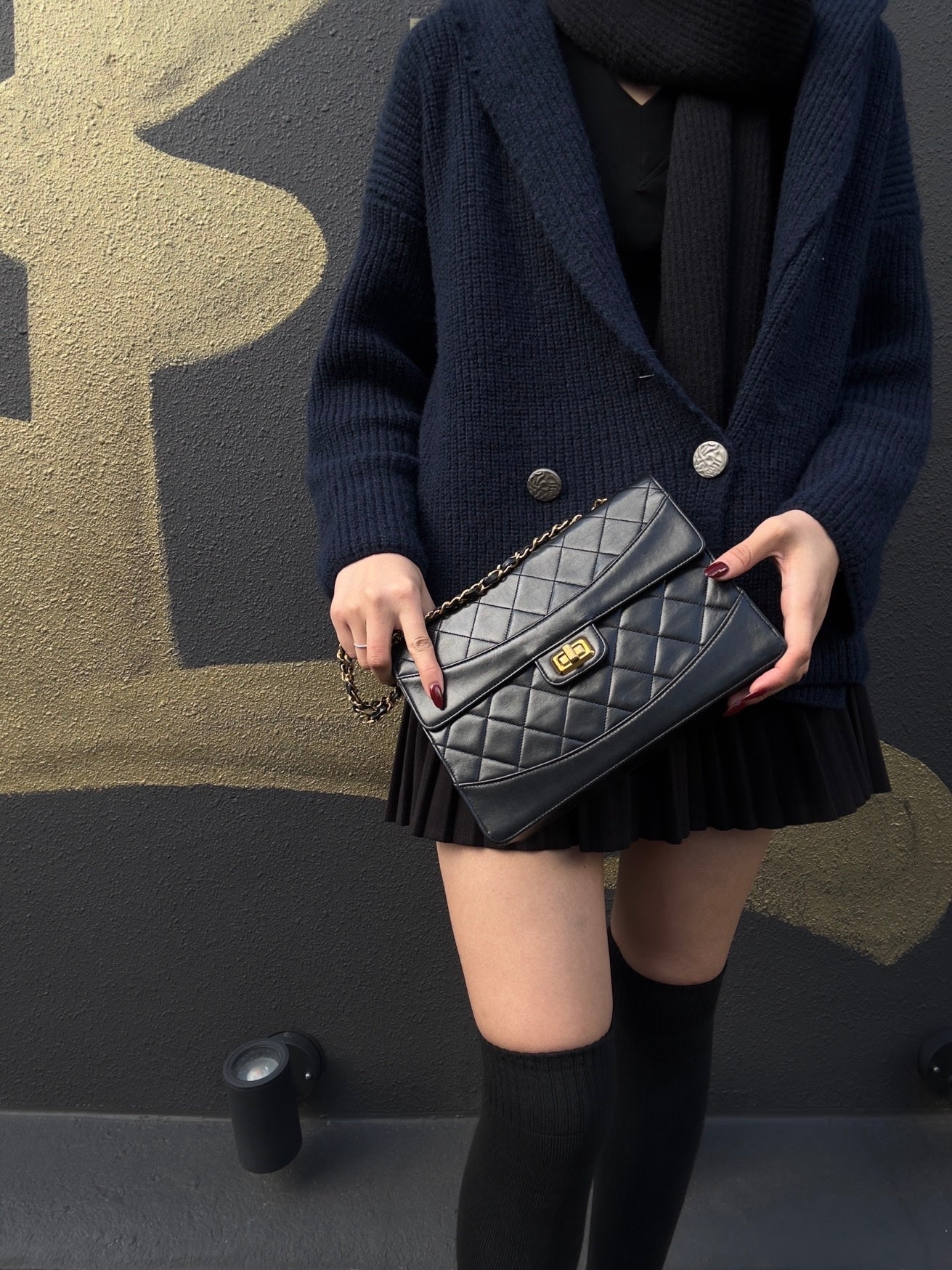 CHANEL 2.55 Quilted Crossbody Bag, Lambskin, Black with Gold Hardware, Authenticity Card Included