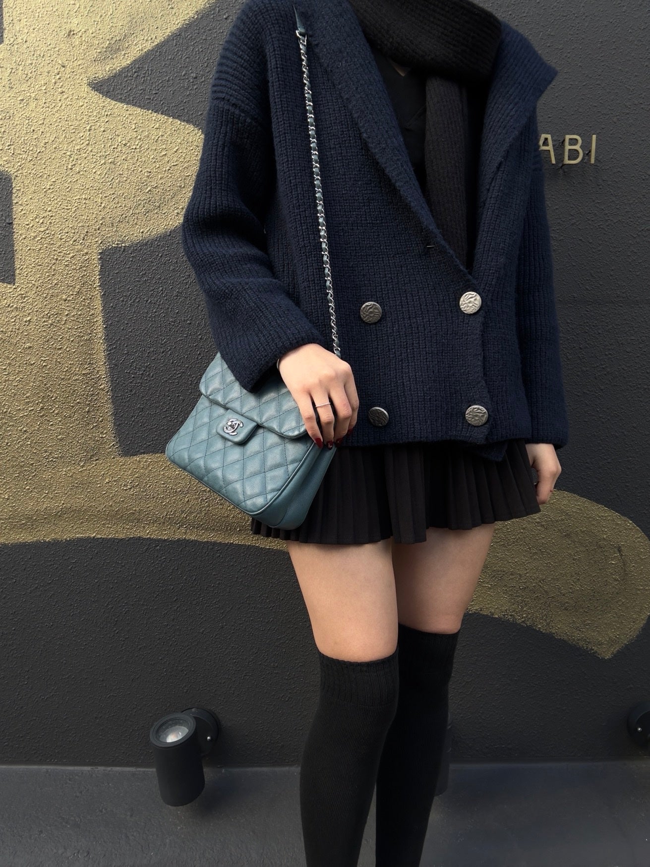 CHANEL Mini Matelassé Crossbody Bag, Caviar Skin, Grey, Silver Hardware