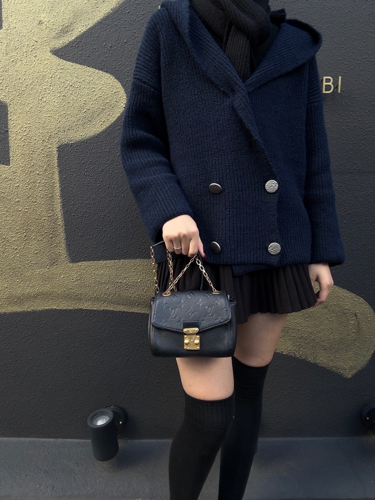 LOUIS VUITTON (LV) Saint-Germain Mini Shoulder Bag, Empreinte Calf Leather, Black with Gold-Tone Hardware