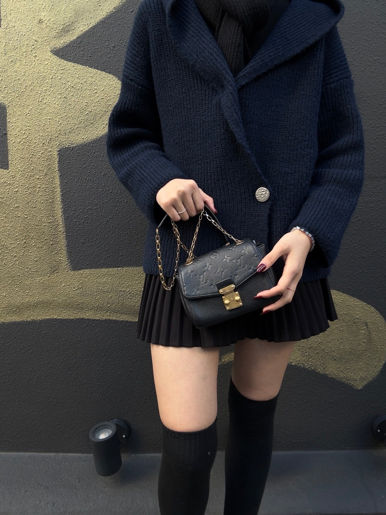 LOUIS VUITTON (LV) Saint-Germain Mini Shoulder Bag, Empreinte Calf Leather, Black with Gold-Tone Hardware