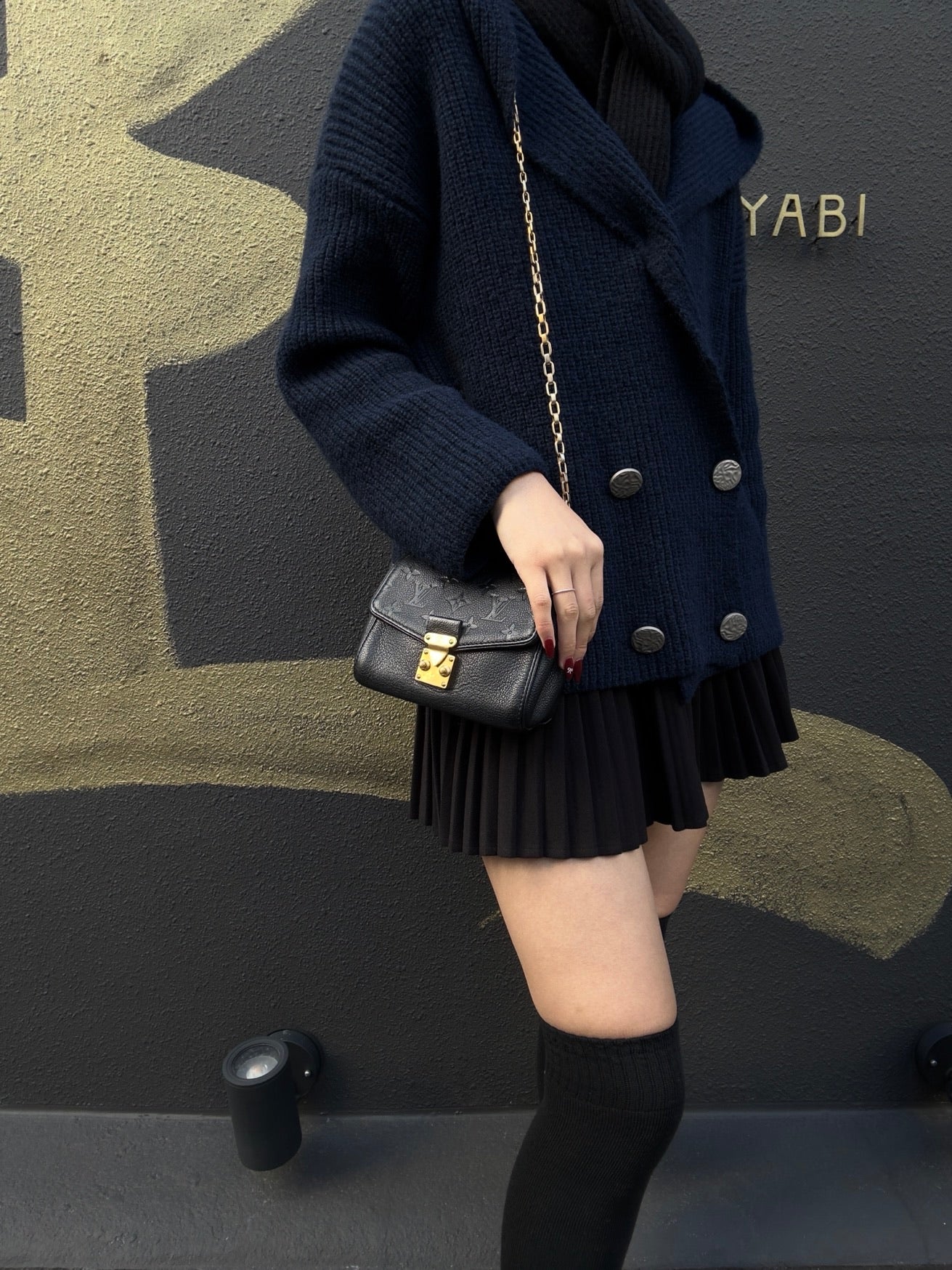LOUIS VUITTON (LV) Saint-Germain Mini Shoulder Bag, Empreinte Calf Leather, Black with Gold-Tone Hardware