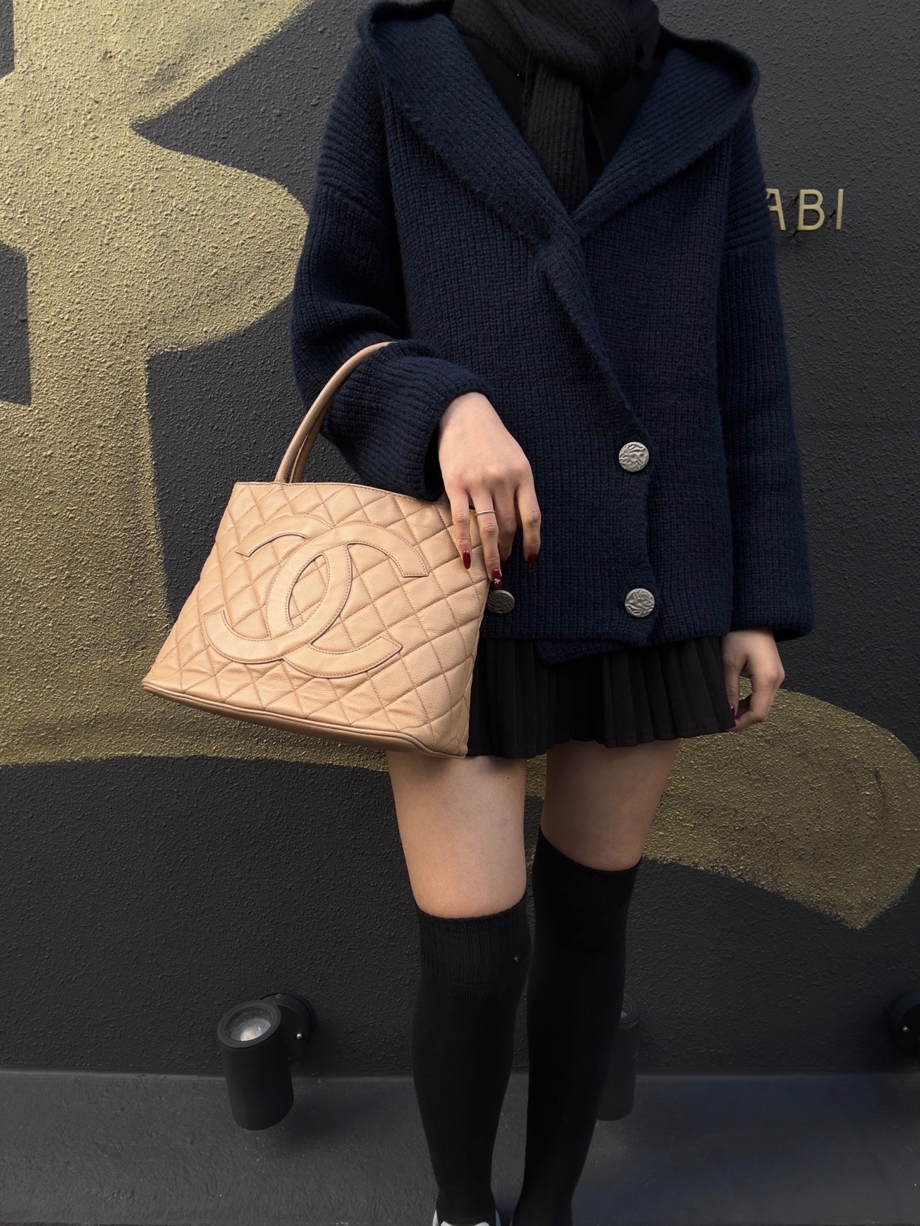 CHANEL Reissue Tote Bag, Caviar Leather, Beige with Gold-Tone Hardware