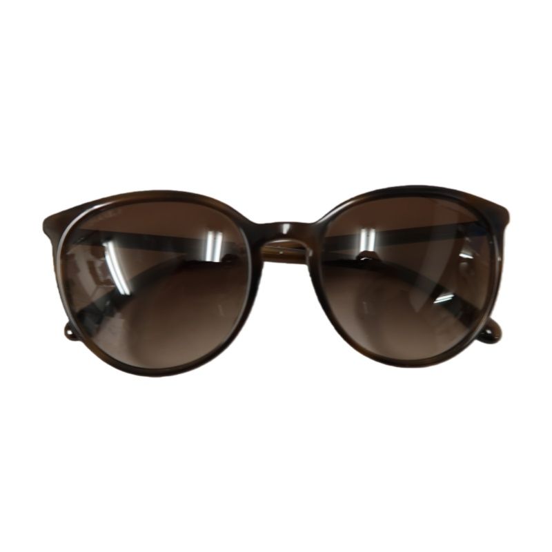 CHANEL Sunglasses Brown Resin Frame With Original Box