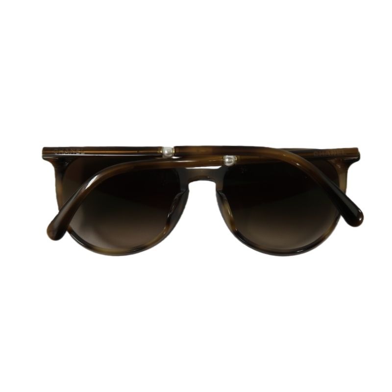 CHANEL Sunglasses Brown Resin Frame With Original Box
