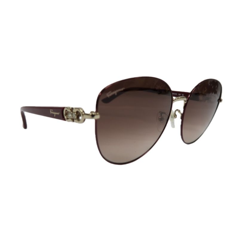 Salvatore Ferragamo Gancini Sunglasses Brown Resin Frame With Original Ca