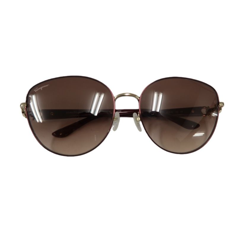 Salvatore Ferragamo Gancini Sunglasses Brown Resin Frame With Original Ca