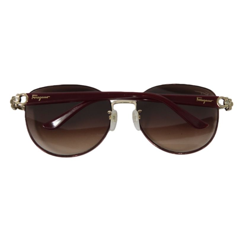 Salvatore Ferragamo Gancini Sunglasses Brown Resin Frame With Original Ca
