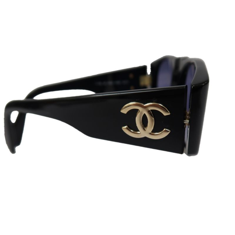 CHANEL Sunglasses Black Resin Frame With Original Case