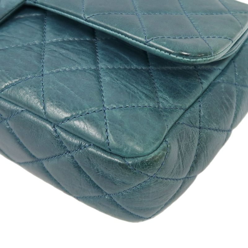 CHANEL Classic Flap Matelassé Shoulder Bag, Lambskin, Green, Silver Hardware, With Guarantee Card