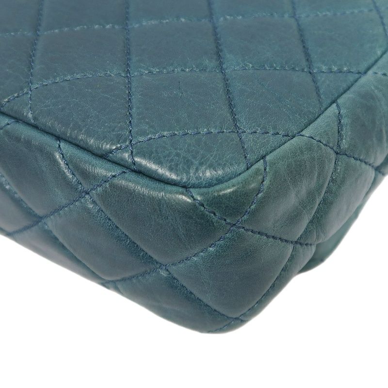 CHANEL Classic Flap Matelassé Shoulder Bag, Lambskin, Green, Silver Hardware, With Guarantee Card