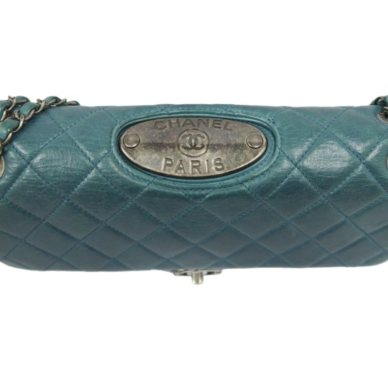 CHANEL Classic Flap Matelassé Shoulder Bag, Lambskin, Green, Silver Hardware, With Guarantee Card