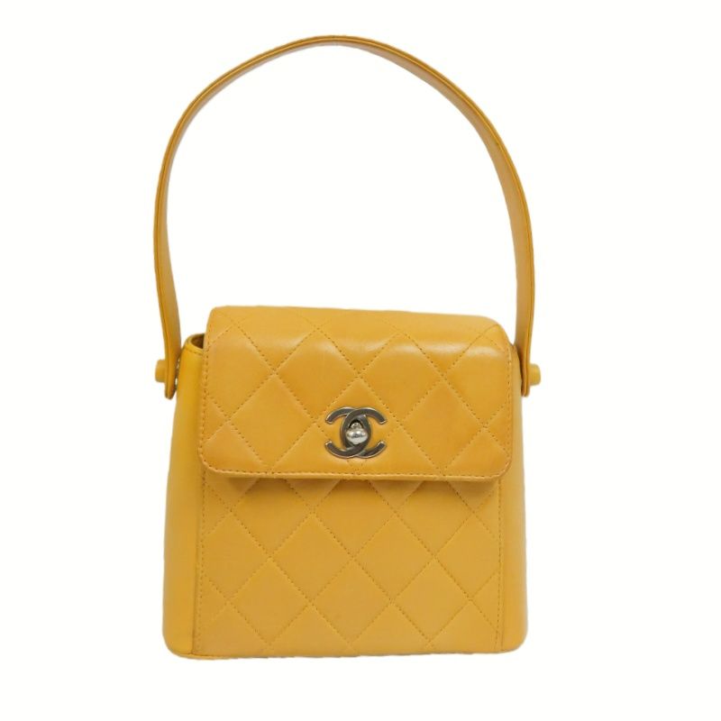 CHANEL Matelassé Hand & Shoulder Bag, Lambskin, Orange, With Guarantee Card and Dust Bag
