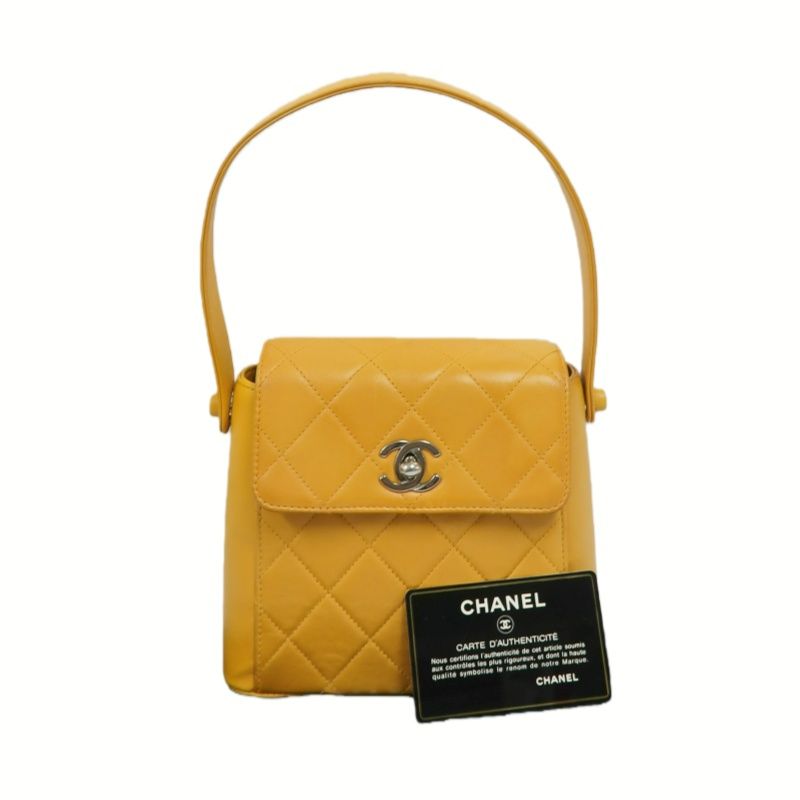 CHANEL Matelassé Hand & Shoulder Bag, Lambskin, Orange, With Guarantee Card and Dust Bag