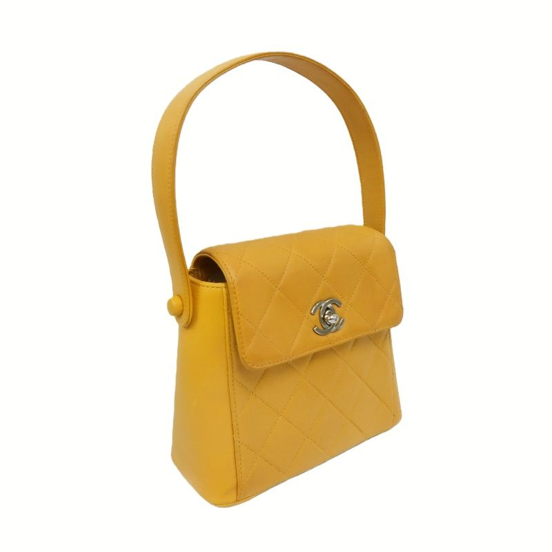 CHANEL Matelassé Hand & Shoulder Bag, Lambskin, Orange, With Guarantee Card and Dust Bag