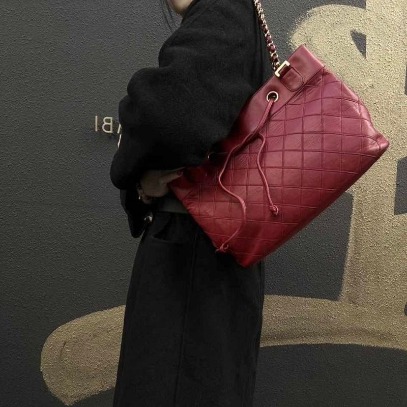 CHANEL Red Chain Shoulder Bag, Gold Hardware, with Guarantee Card