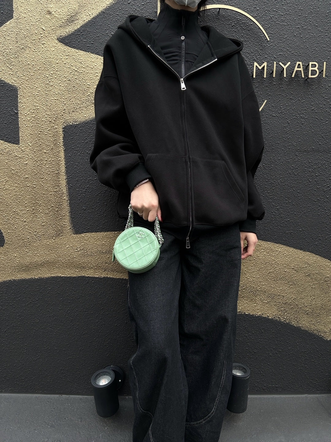 CHANEL Green Lambskin Quilted Chain Shoulder Crossbody Bag with Silver Hardware