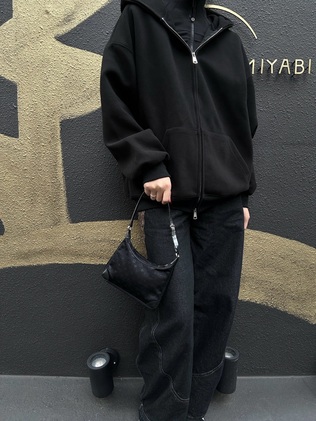 LOUIS VUITTON (LV) Monogram Satin Little Brounie Black Shoulder Bag