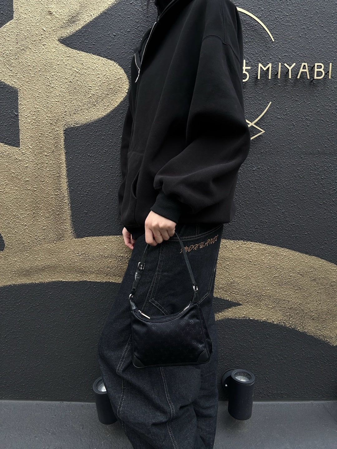 LOUIS VUITTON (LV) Monogram Satin Little Brounie Black Shoulder Bag