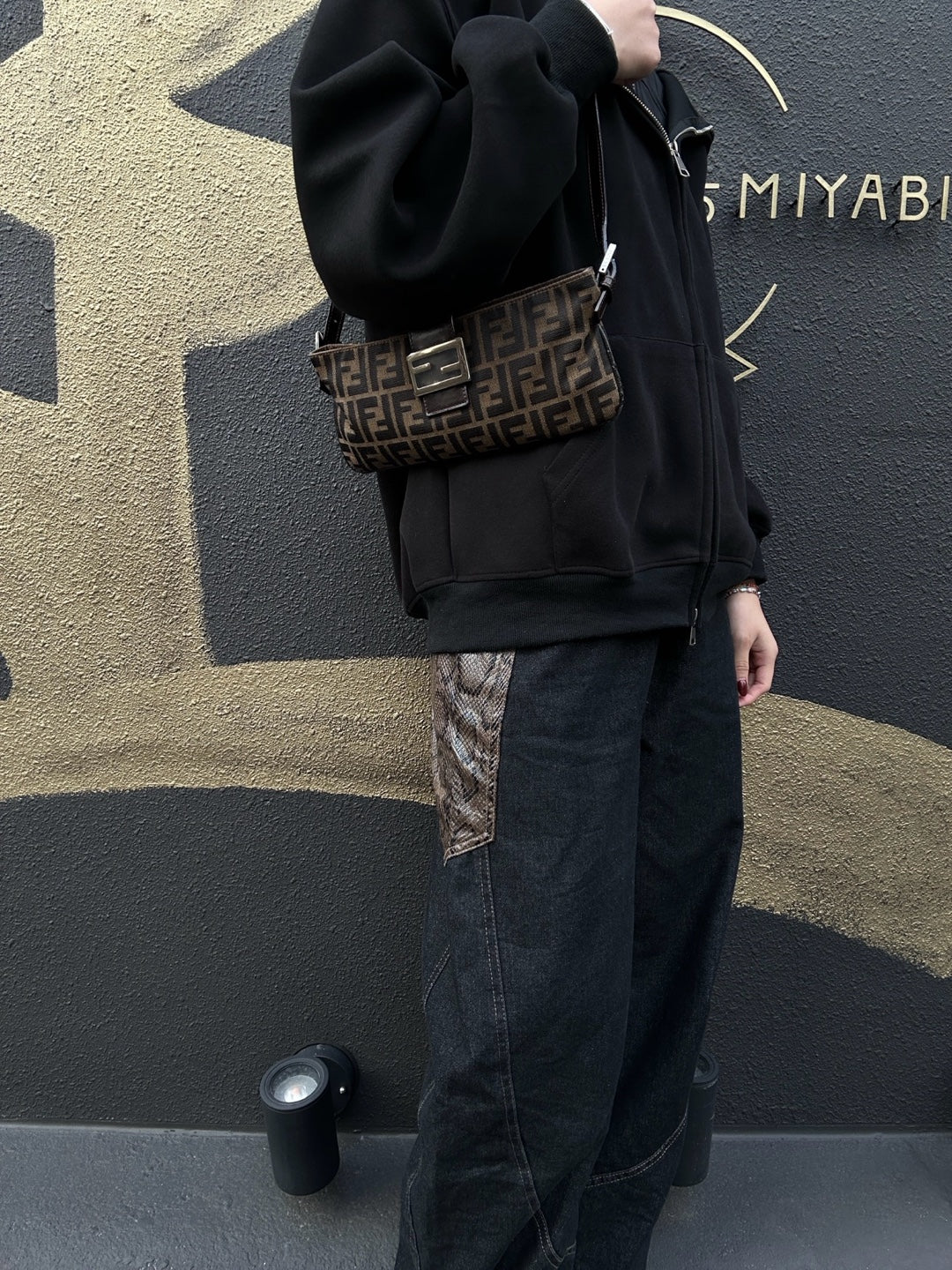 FENDI Brown Zucca Print Canvas Shoulder Bag