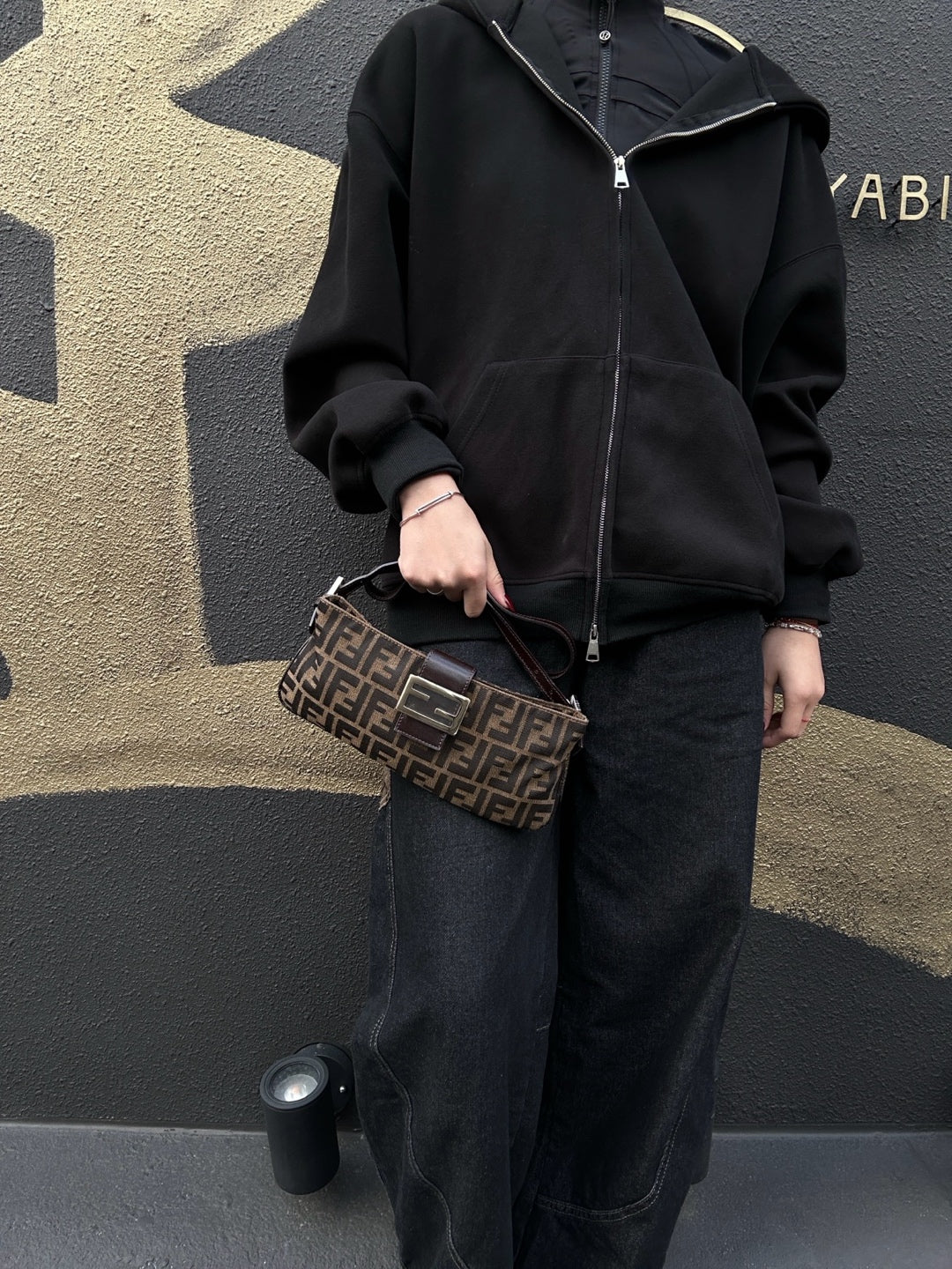FENDI Brown Zucca Print Canvas Shoulder Bag