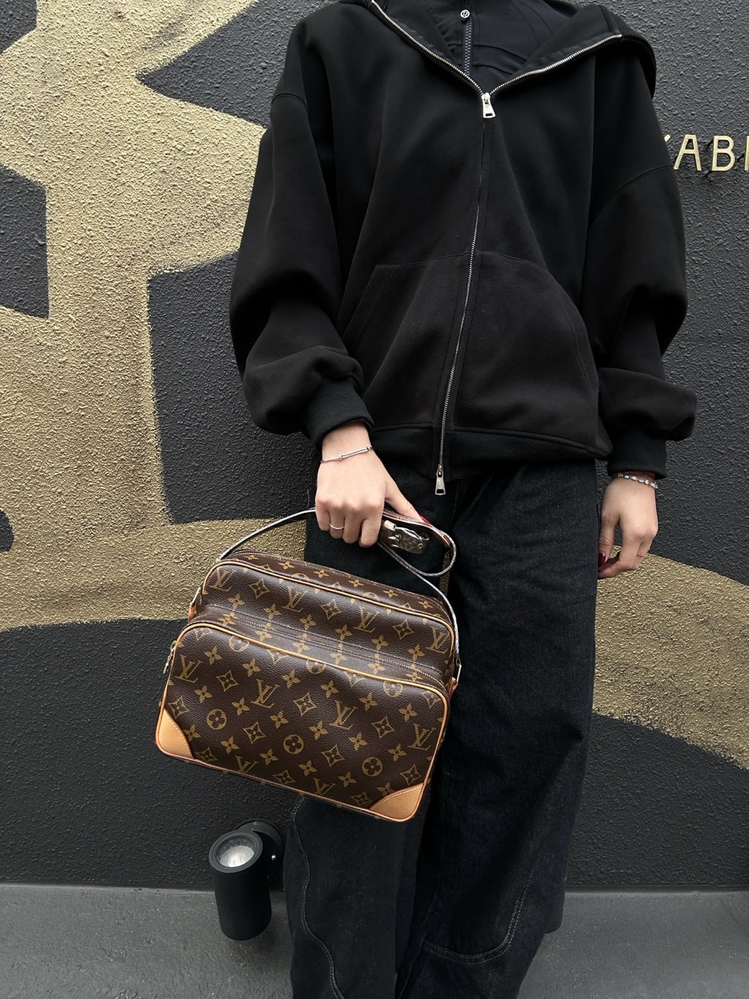 LOUIS VUITTON Monogram Nile Shoulder Bag, Brown, PVC-Coated Canvas, Horn Box Design