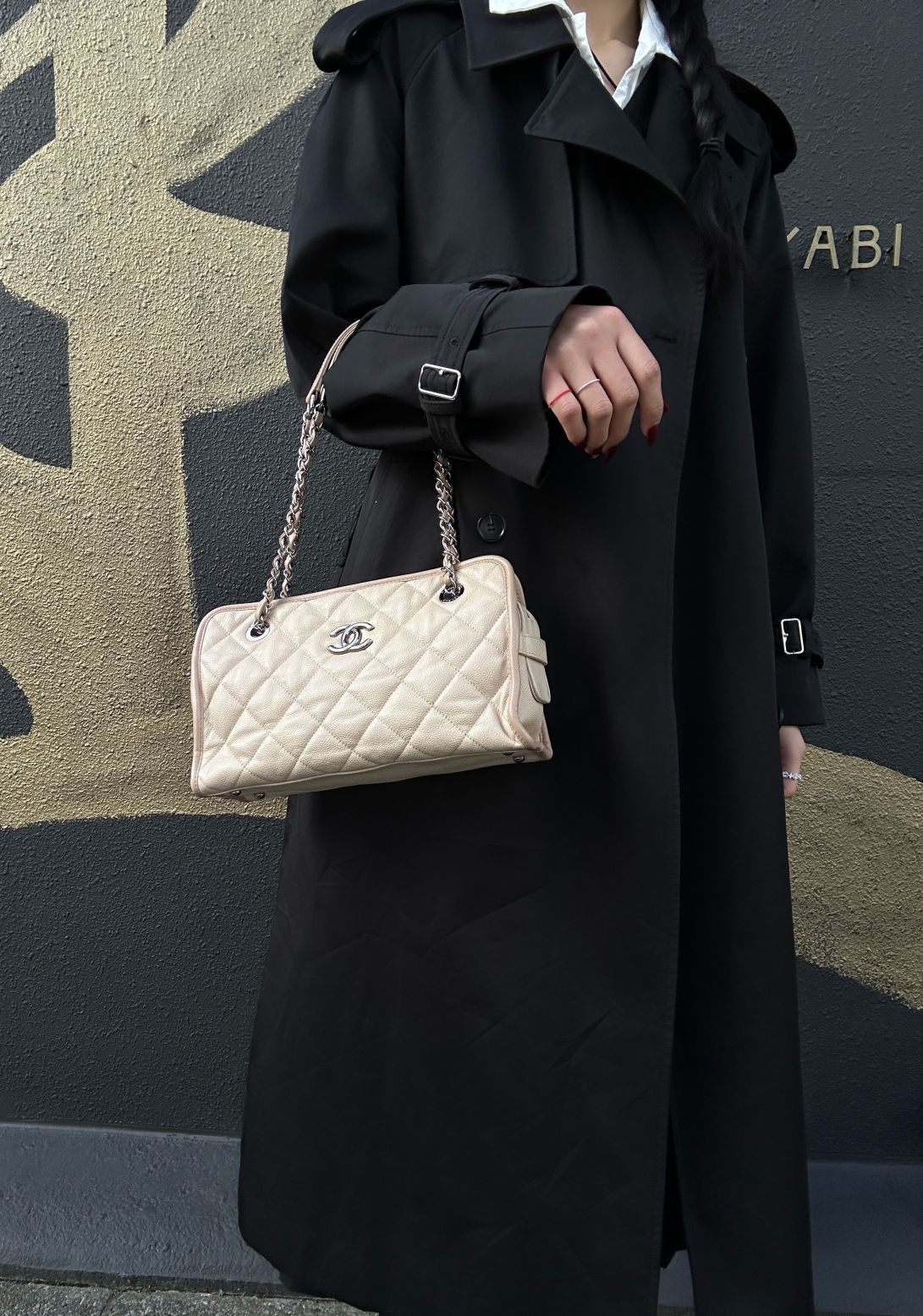 CHANEL Beige Quilted Calfskin Crossbody Bag with Silver Hardware