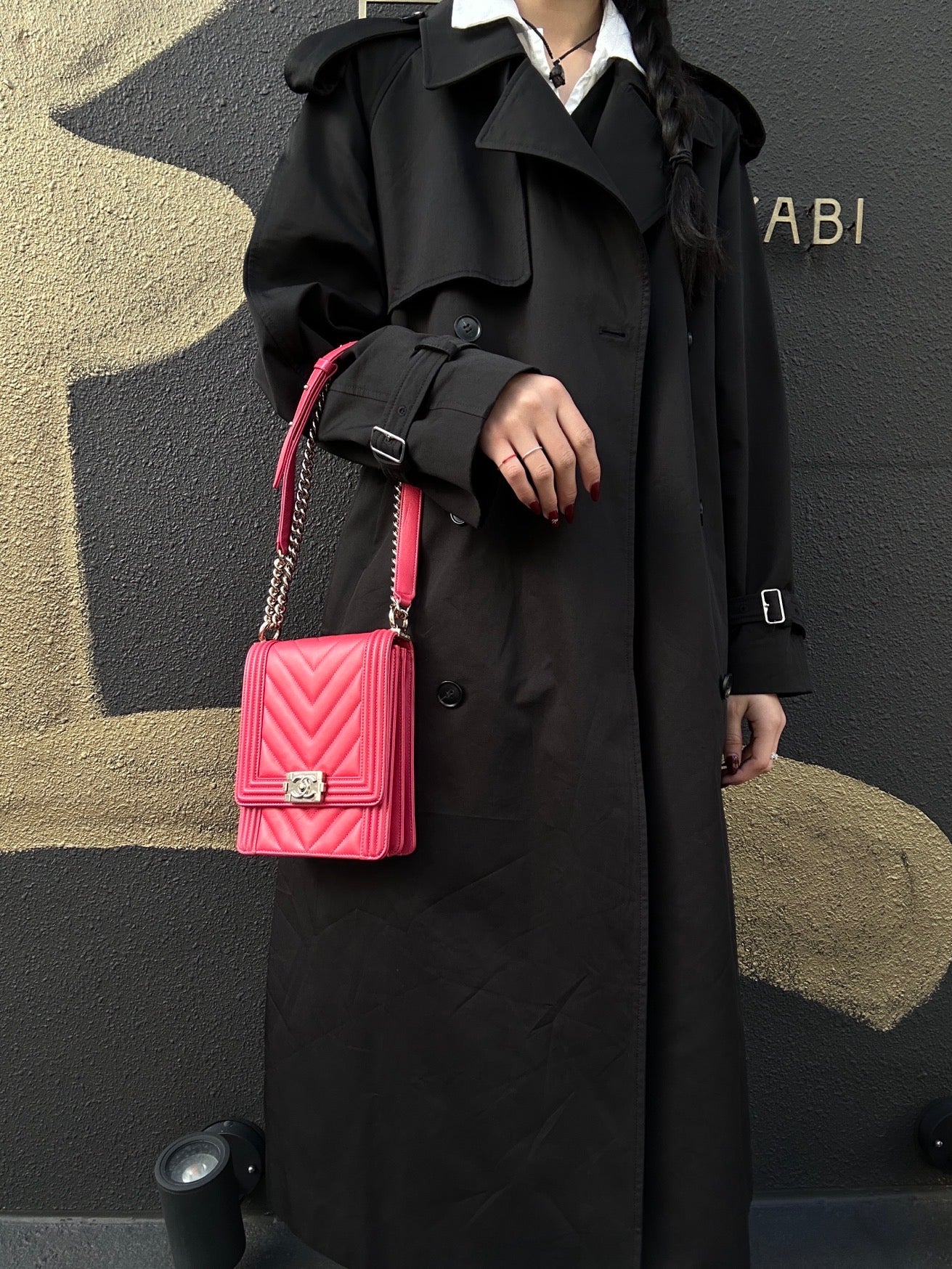 CHANEL Pink Boy Chain Shoulder Bag, Lambskin Leather, Gold Hardware