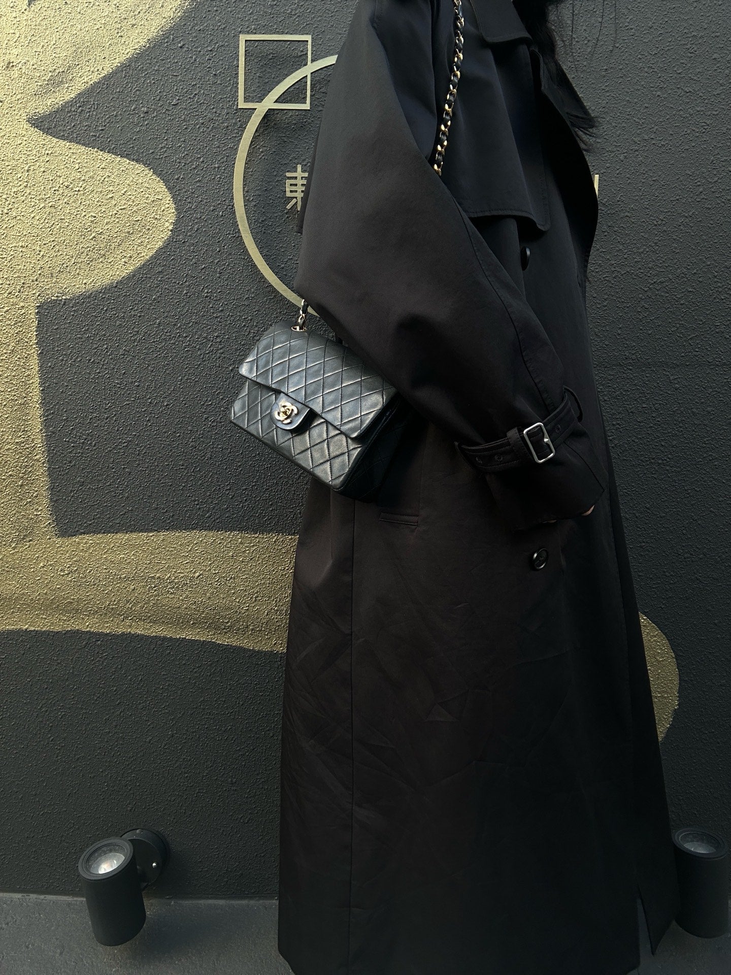 CHANEL Quilted 20 Classic Flap Chain Crossbody Bag, Black Lambskin, Gold-Tone Hardware