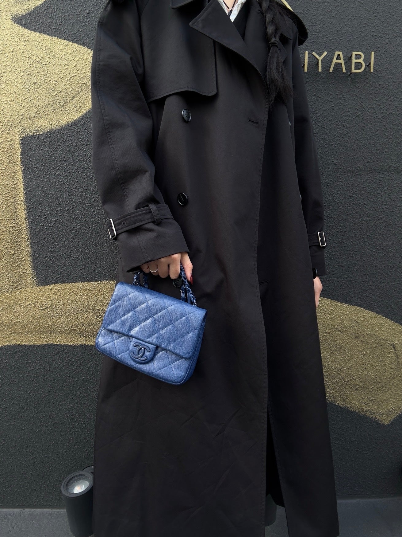 CHANEL Classic Flap Mini Matelassé Crossbody Bag, Caviar Skin, Navy