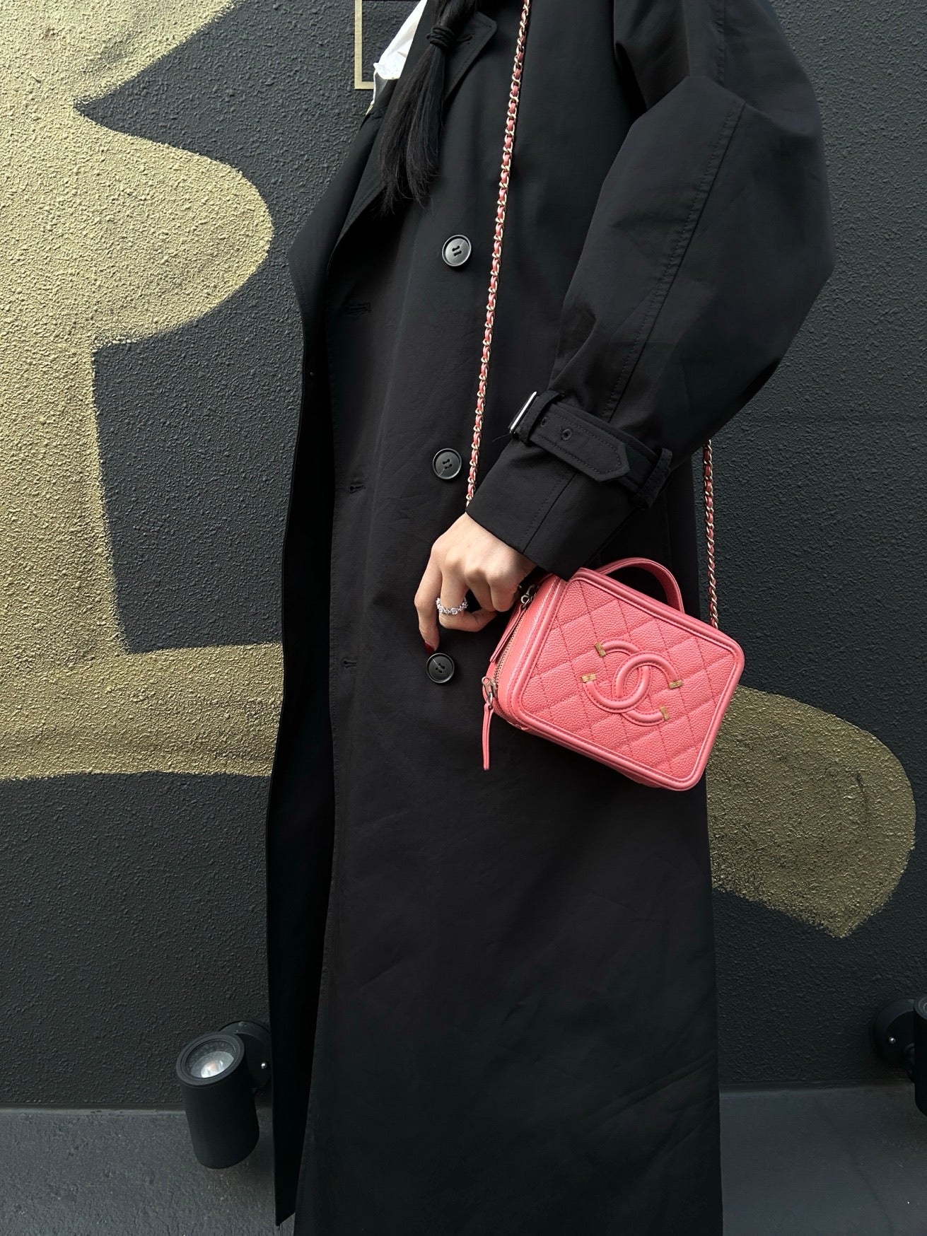 Chanel Filigree Coco Mark Shoulder Bag, Caviar Leather, Pink (With Key, Cadena, Cloche, Guarantee Card)