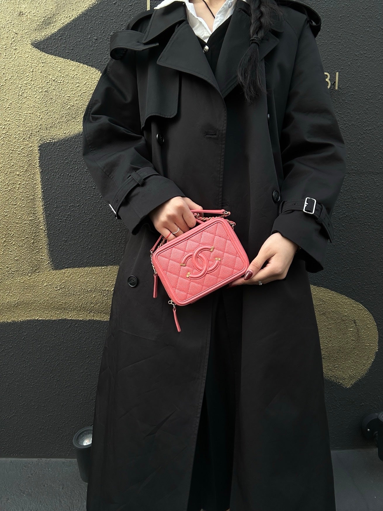 Chanel Filigree Coco Mark Shoulder Bag, Caviar Leather, Pink (With Key, Cadena, Cloche, Guarantee Card)